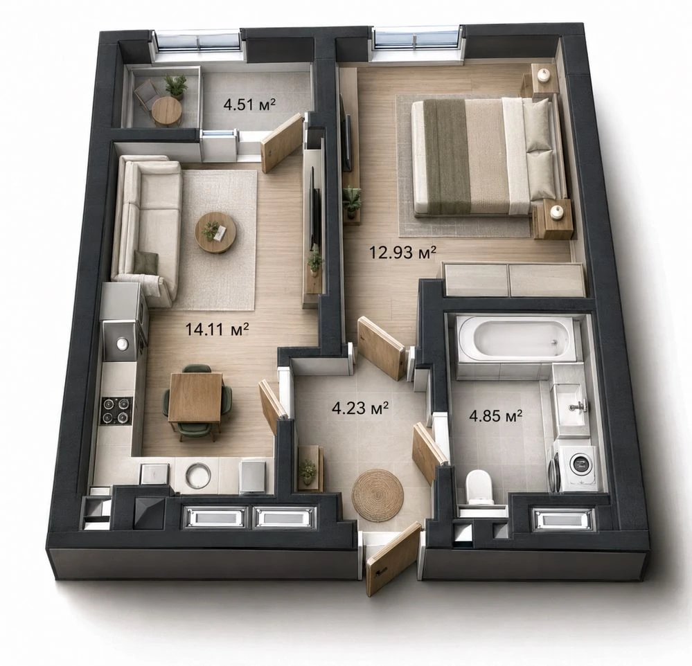 Sales Department, MON Agreement, 1-bedroom apartment in the "Stryi" residential complex