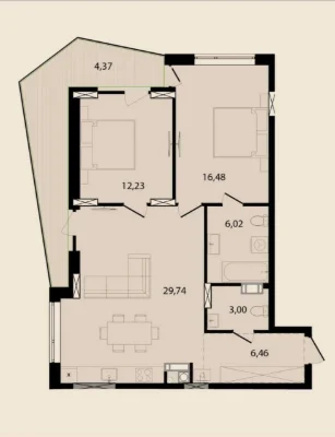 2-кімнатна квартира від забудовника 78,30 м² | ЖК Riviera Re