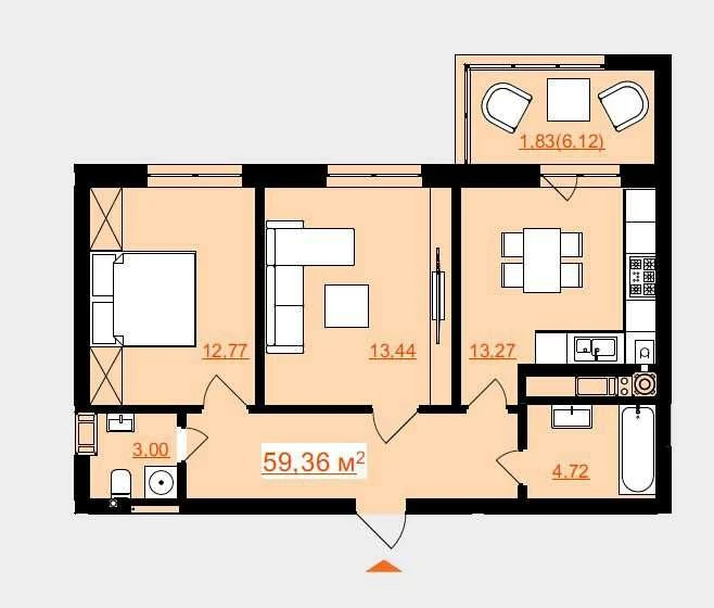 2-bedroom apartment in Truskavets