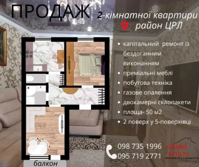 2-кімнатна квартира з капітальним ремонтом та автономним опа