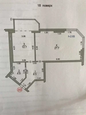 Однокімнатна  велика 58 кв.м квартира  в новостроє з лифтом