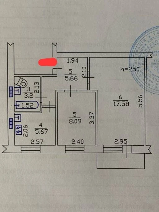 Продаж двомісній квартири в цегляному будинку
