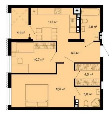 Двокімнатна квартира 63,5 м², Дубно | Розтермінування 14 міс