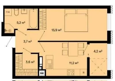 Однокімнатна квартира 43,8 м² в новобудові Дубно | SVIY Deve
