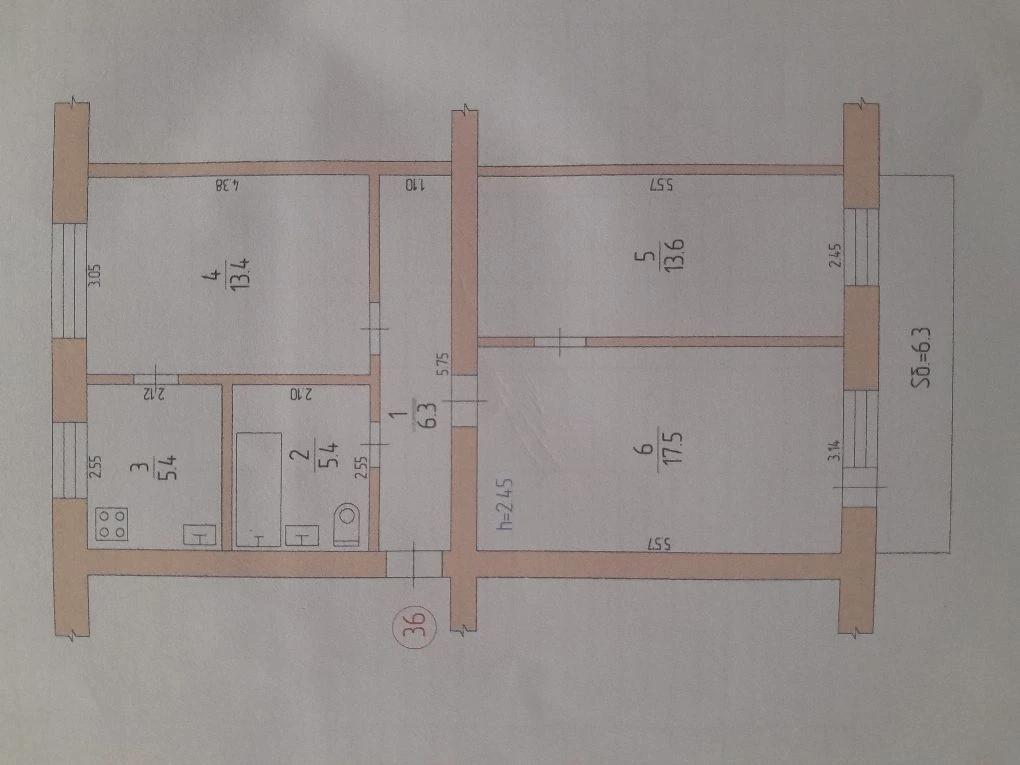 Selling 3-room apartment renovated for residential or business use