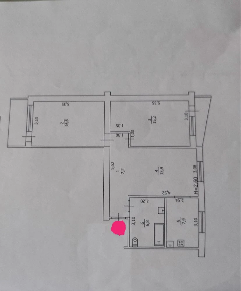 For sale 3-room apartment in Chuguev (near 7th school)