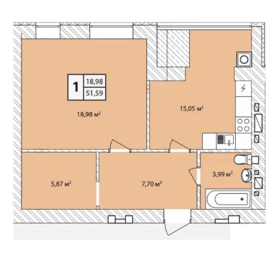 1-room new construction in a modern residential complex in the center of the city of Starokostantyniv