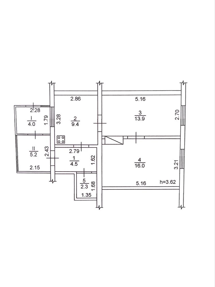 2-room apartment for $15000 near hospital