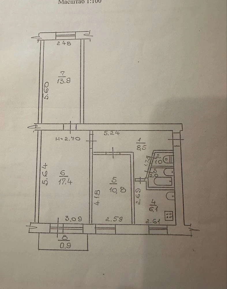 3-кімнатна квартира в/м12