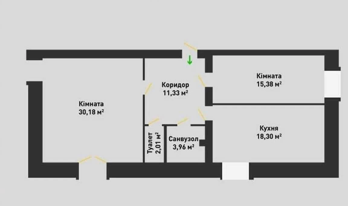 Двокімнатна квартира в новобудові із без%розтермінуванням