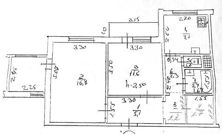 Sale of a 2-room apartment of improved layout in the city
