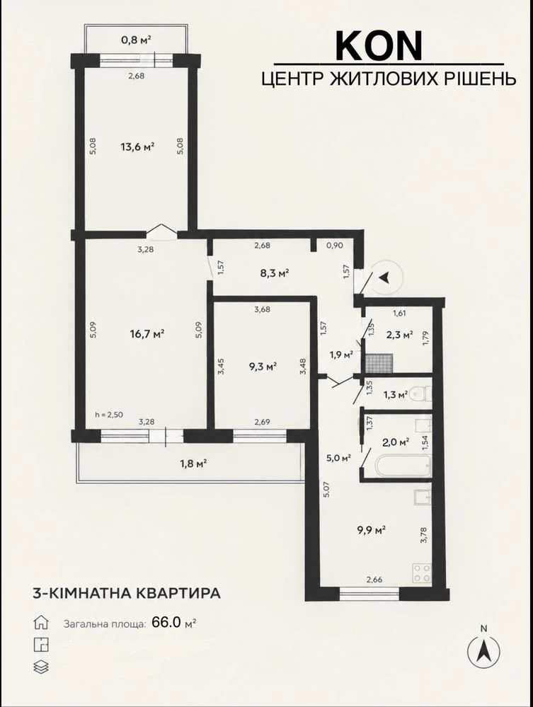 Sale of a 3-room apartment with an amazing view of Autokraz