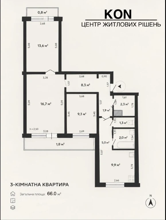 Sale of a 3-room apartment with an amazing view of Autokraz