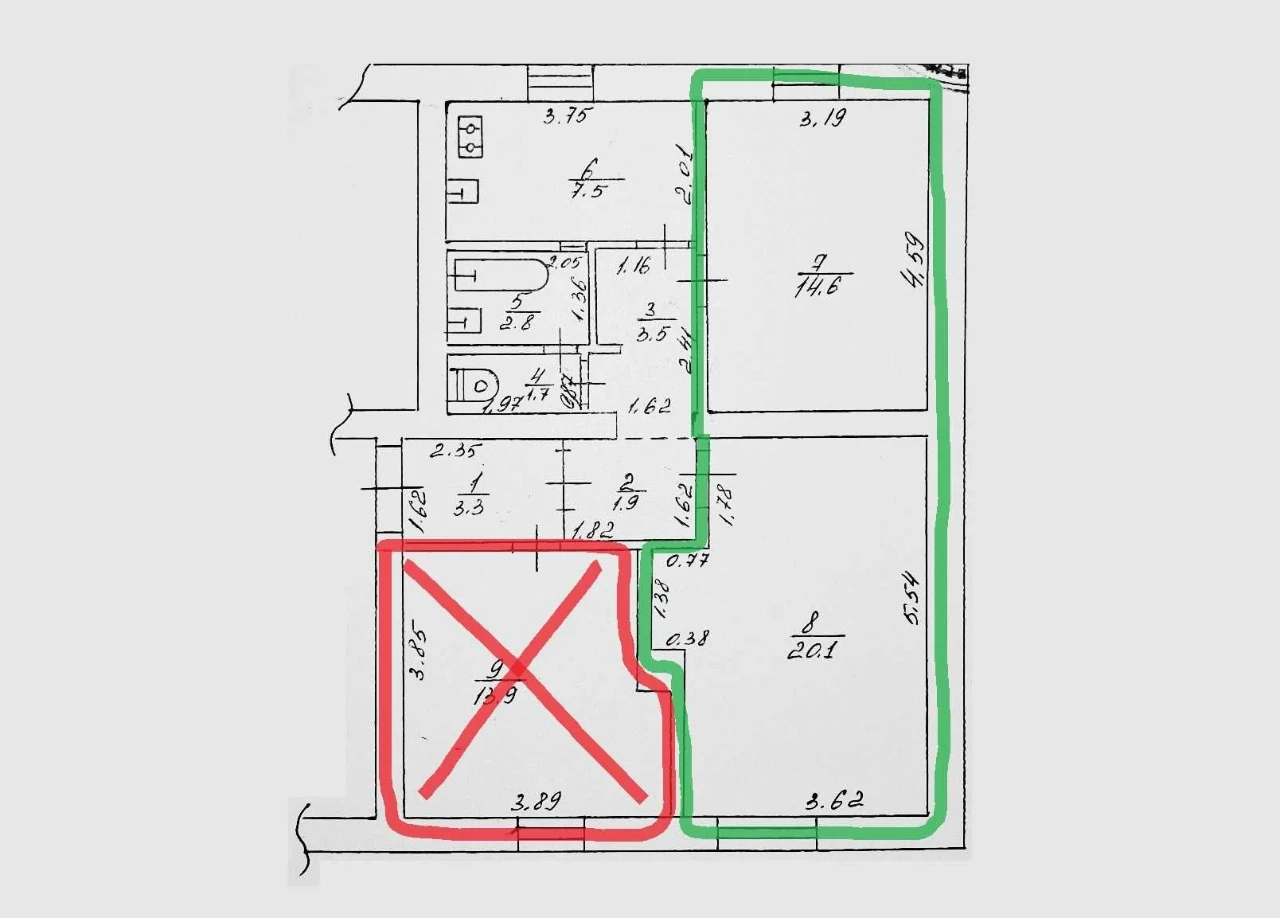 For Sale: Part of an Apartment with Individual Heating