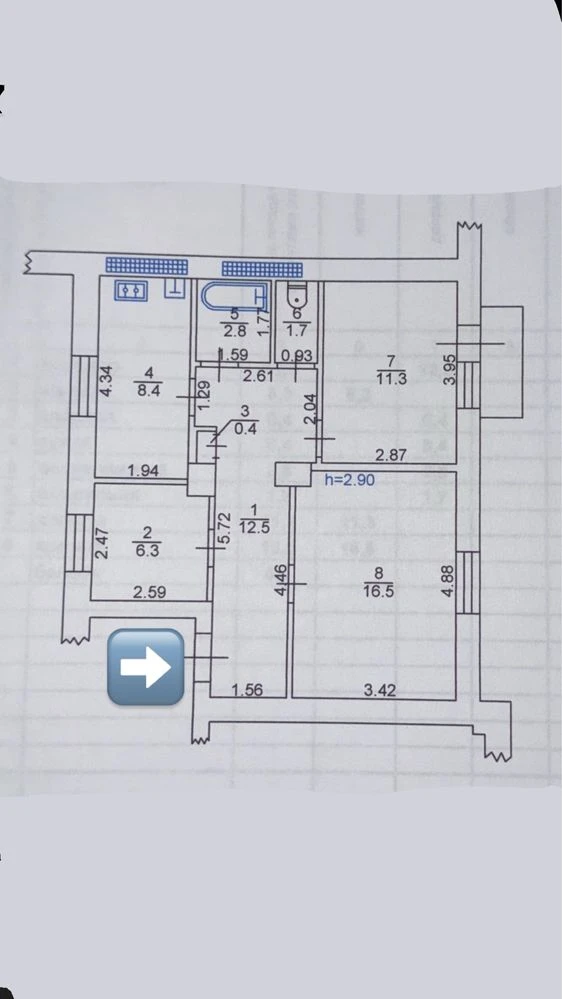 Продаж 3-кімнатної квартири, Центр, Соборна, 61м2, сталінка