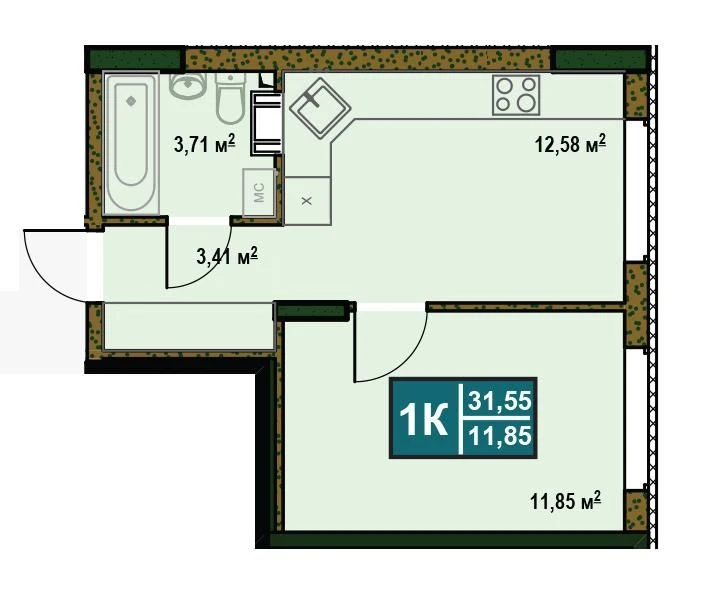 1К біля парку від забудовника! Буча ЖК Comfort Hall