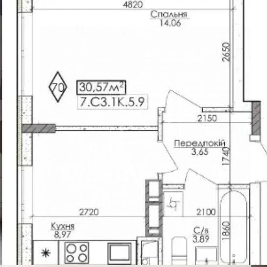 Sale of 1 apartment under state programs in a completed building