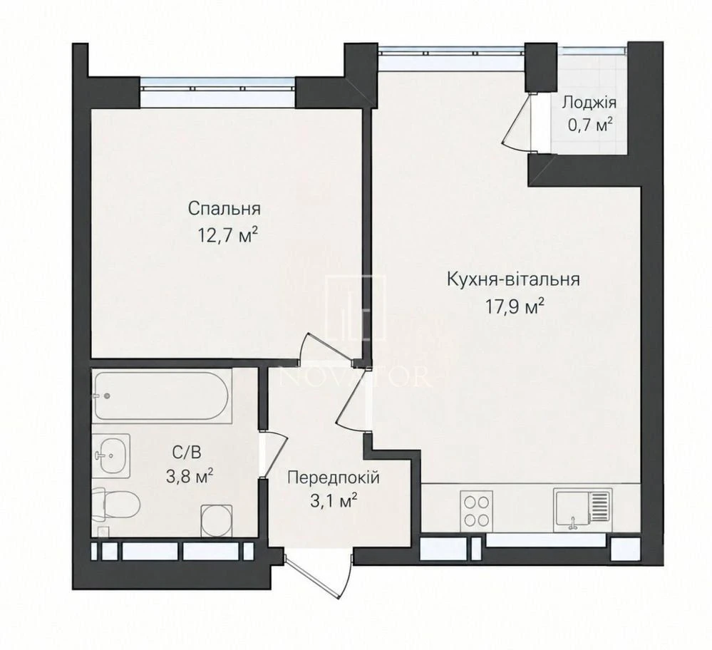 Apartment for Sale: 39 sq m with gas and open balcony! Ready building
