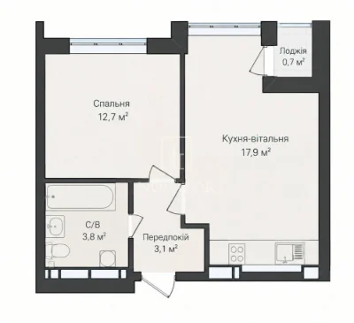 Apartment for Sale: 39 sq m with gas and open balcony! Ready building