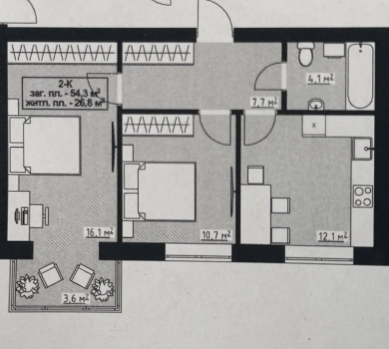 CHEAPEST 2-room apartment! With parking! Club house, balcony, GOOD QUALITY