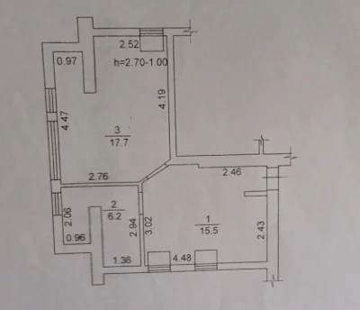Sale of a 1-room apartment in the center of Bucha.