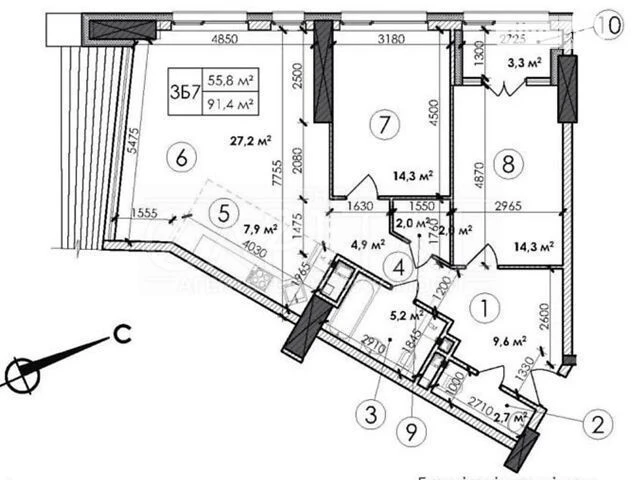 Sale of 3-room apartment 92 sq. m on Borshchagovska st. • ID 346580