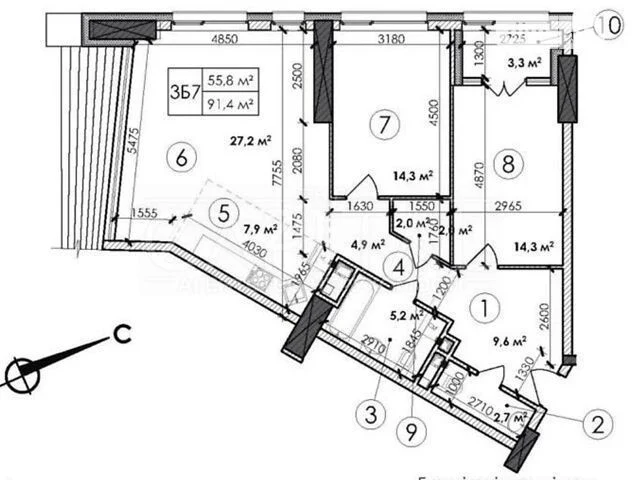 Sale of 3-room apartment 92 sq. m on Borshchagovska st. • ID 346580