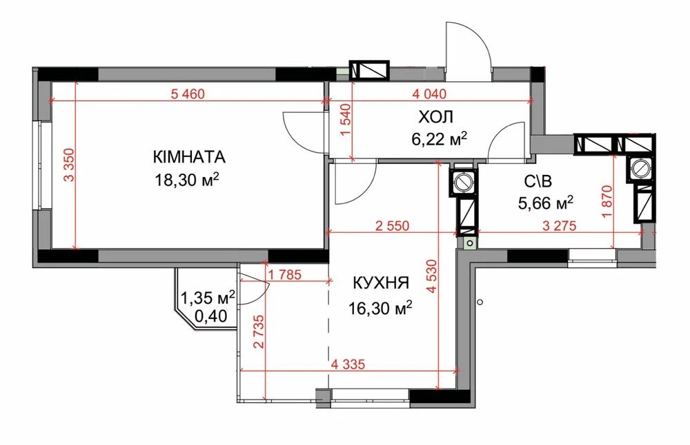 Real 1-bedroom apartment in residential complex on Prorizhny