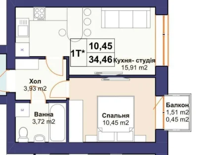 Sale of 1-bedroom apartment (35 sq m) with balcony. MINIMAL complex