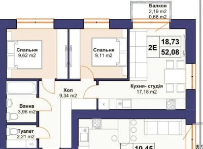 Продаж 2 кімнатної квартири (53м2) в Центрі Бучі. Мінімальне