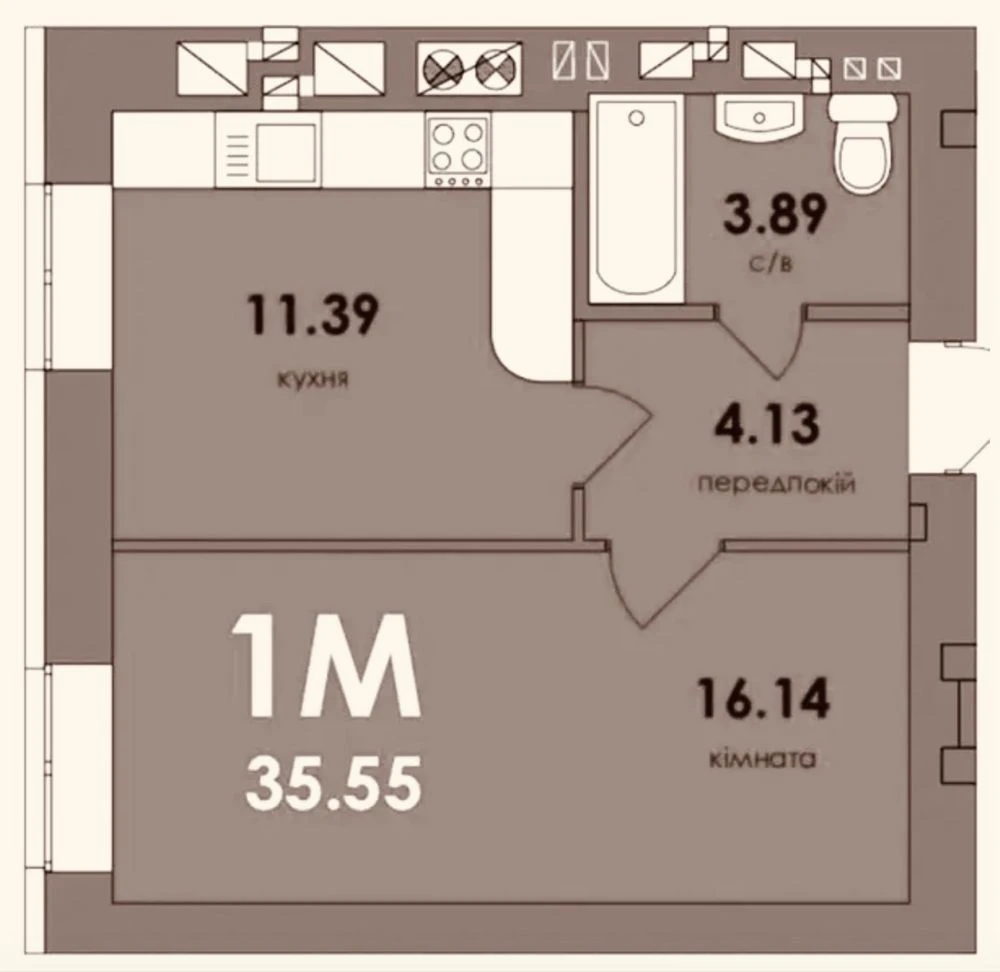 One-bedroom apartment in Bucha. Developed city area