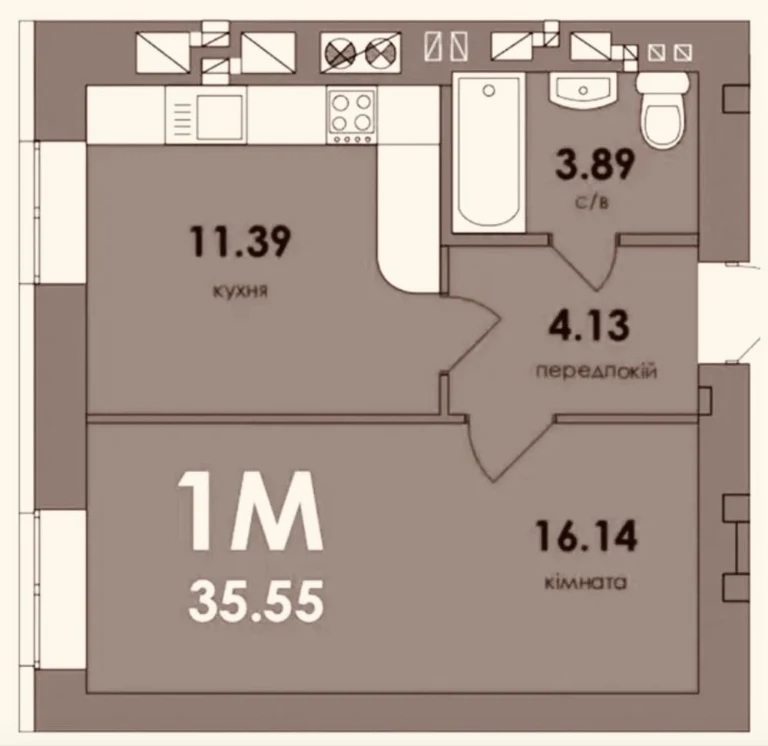 One-bedroom apartment in Bucha. Developed city area