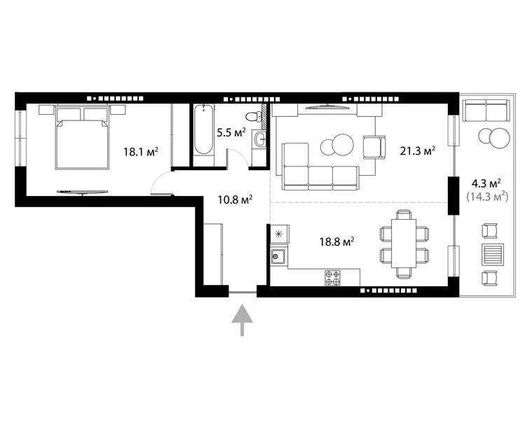 2-кімнатна квартира 78,8 м² з ремонтом  ЖК PARKLAND  Новий р
