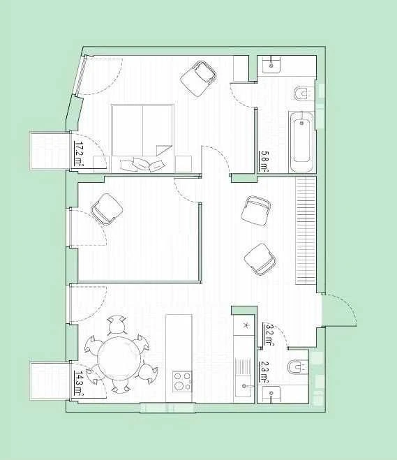 2-bedroom apartment. Bucha. Minimal renovation.