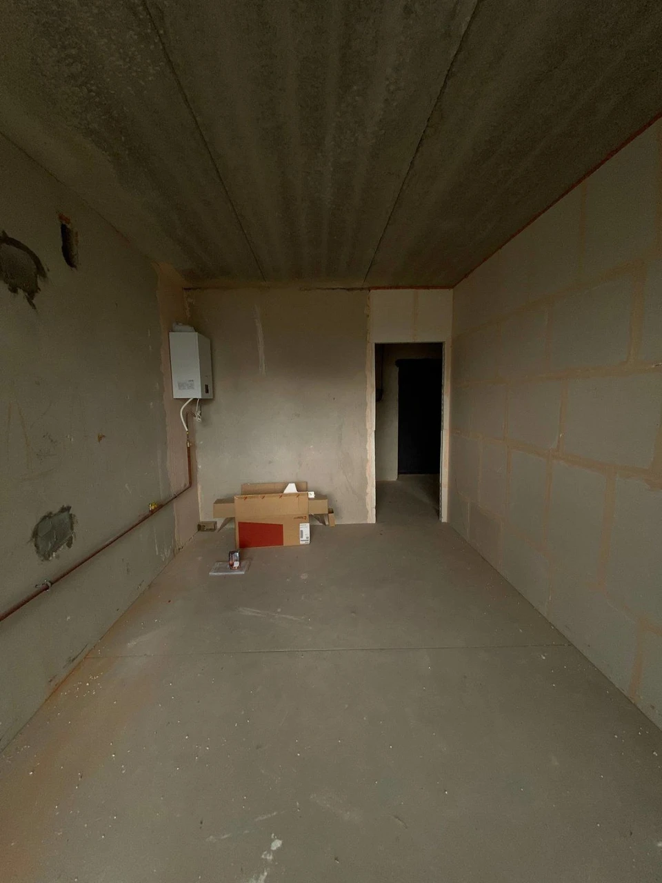 Sale of a 1-bedroom apartment. Plaster and screed are done. Gas boiler.