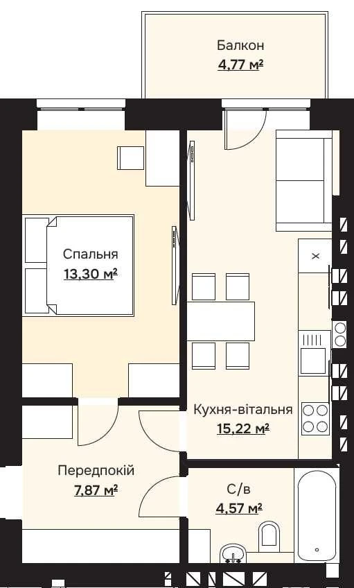 Продається 1-кімнатна квартира "євродвору" на 3-му поверсі з газовим опаленням