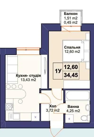 Продаж повноцінної однокімнатної квартири в центрі Бучі, з г