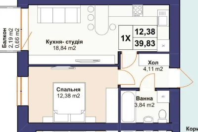 Продаж однокімнатній квартири (40 м2) в центрі Бучі