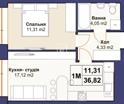 1-комнатная квартира в центре Бучи! 44100$! Газ! Укрытие и парковка!