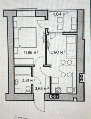 For Sale 1-bedroom apartment 37.2 m², Estate "Aviatör 2", 4/10, gas