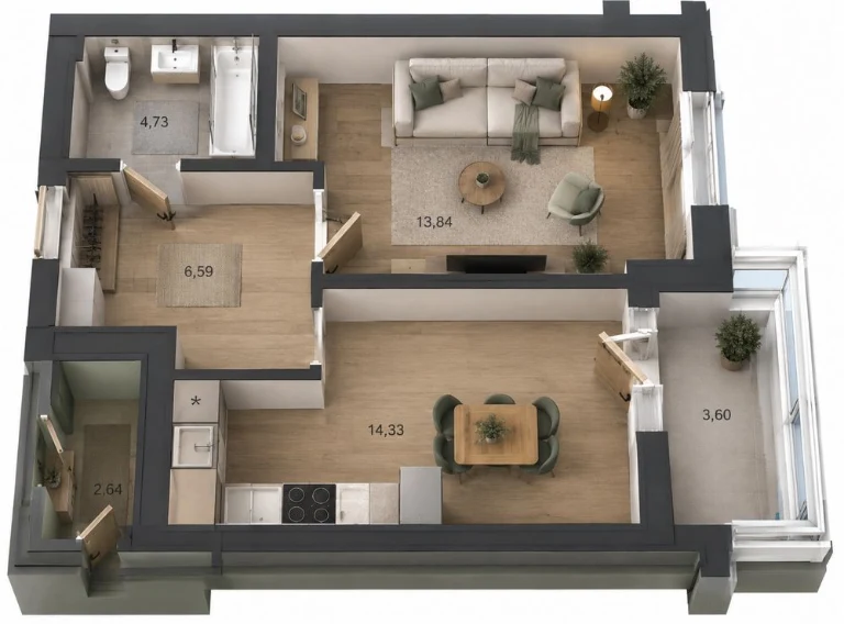 One-bedroom apartment in the Bucha Prestige residential complex, from the developer