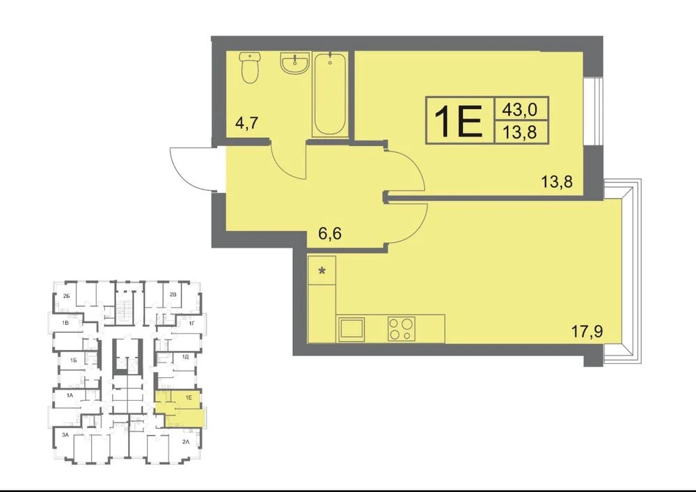 One-bedroom apartment in the Bucha Prestige residential complex, from the developer