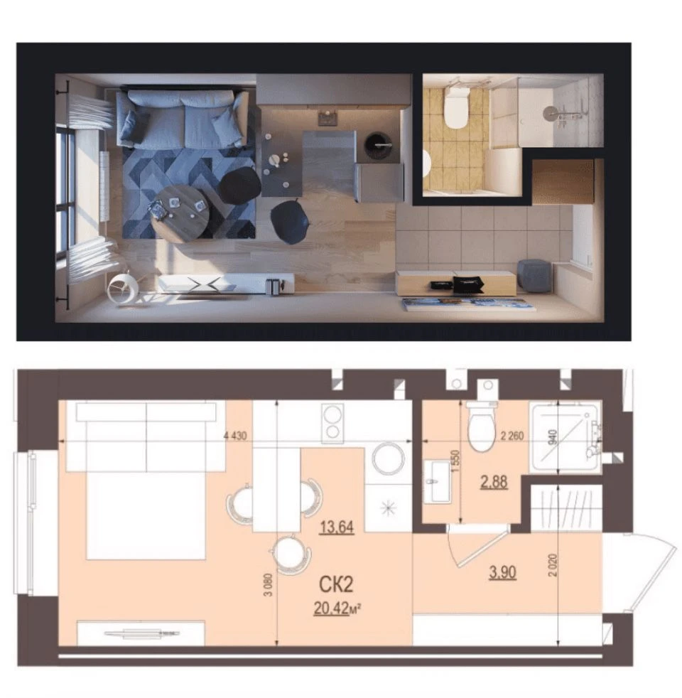 Apartment for sale - Studio apartment 2%