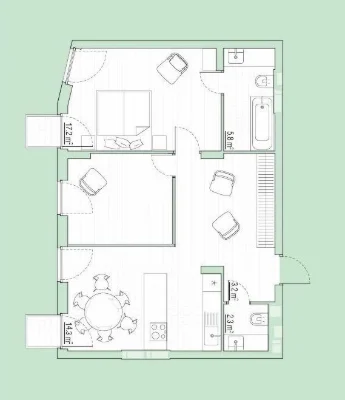 2-bedroom apartment for sale, under renovation, all state programs available, 2