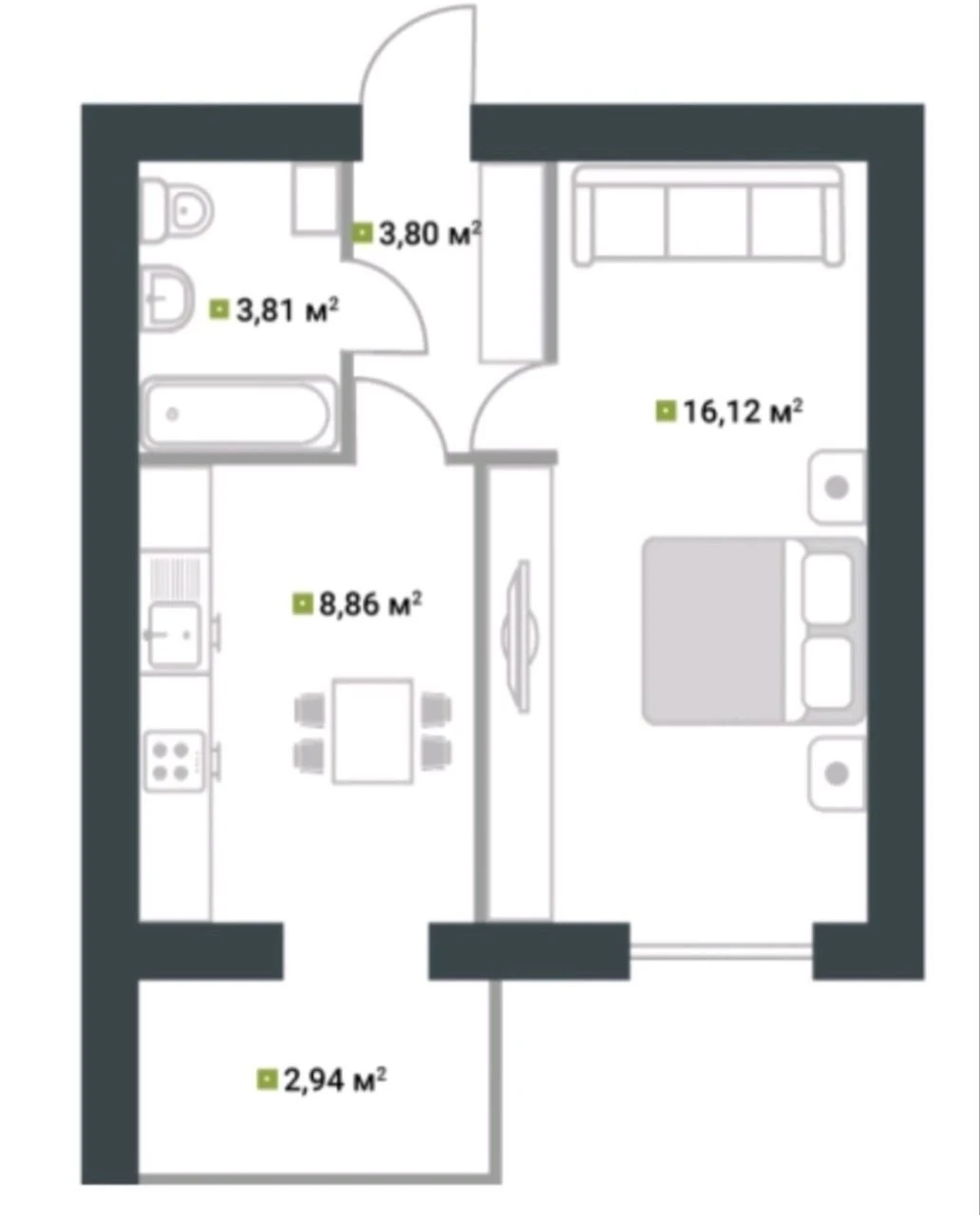 1-bedroom apartment with partial renovation! New modern district in Bucha! (ID 405)