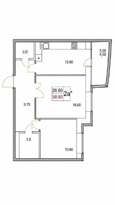 58,8 м² | 2-кімнатна квартира | 6 поверх |Встановлено КОТЕЛ +