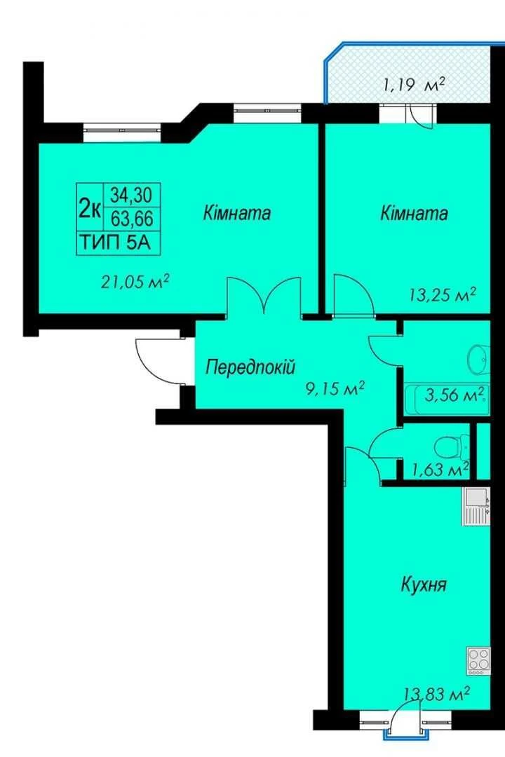Двокімнатна квартира в ЖК Rich Town, місто Буча (ЖК Рич Таун)