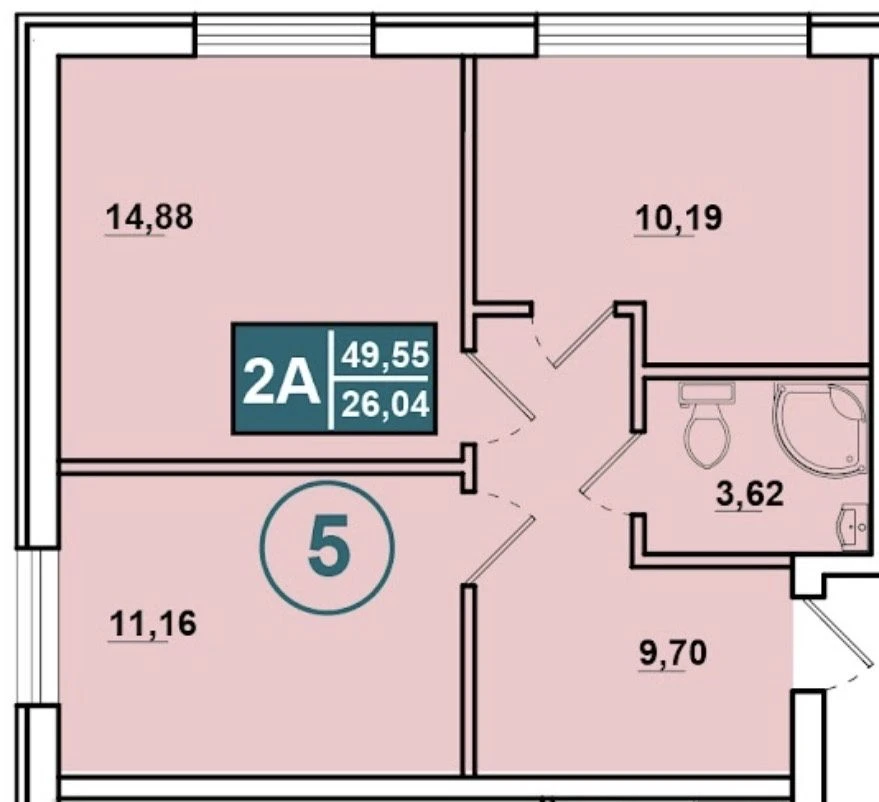 Two-bedroom apartment, excellent layout, center of Bucha, park view