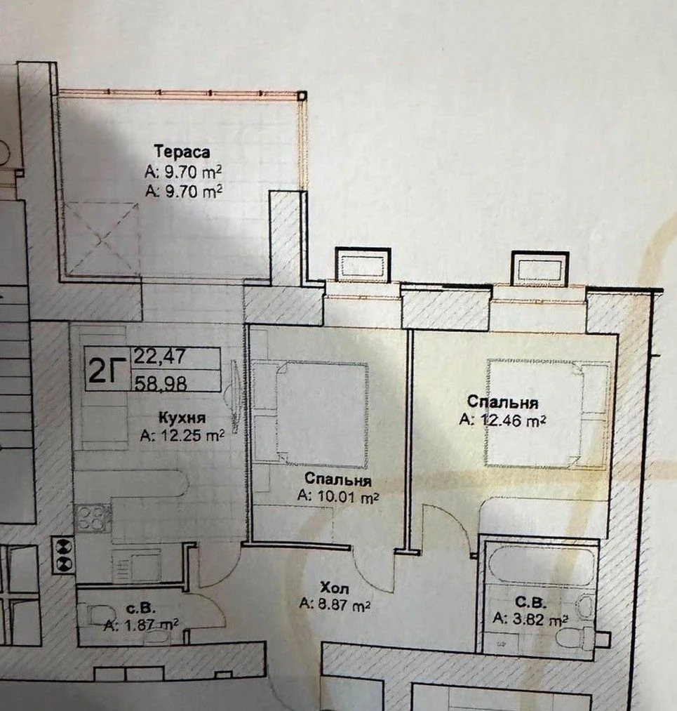 Продается 2-комнатная квартира 59 м² в ЖК "Континент!" с террасой