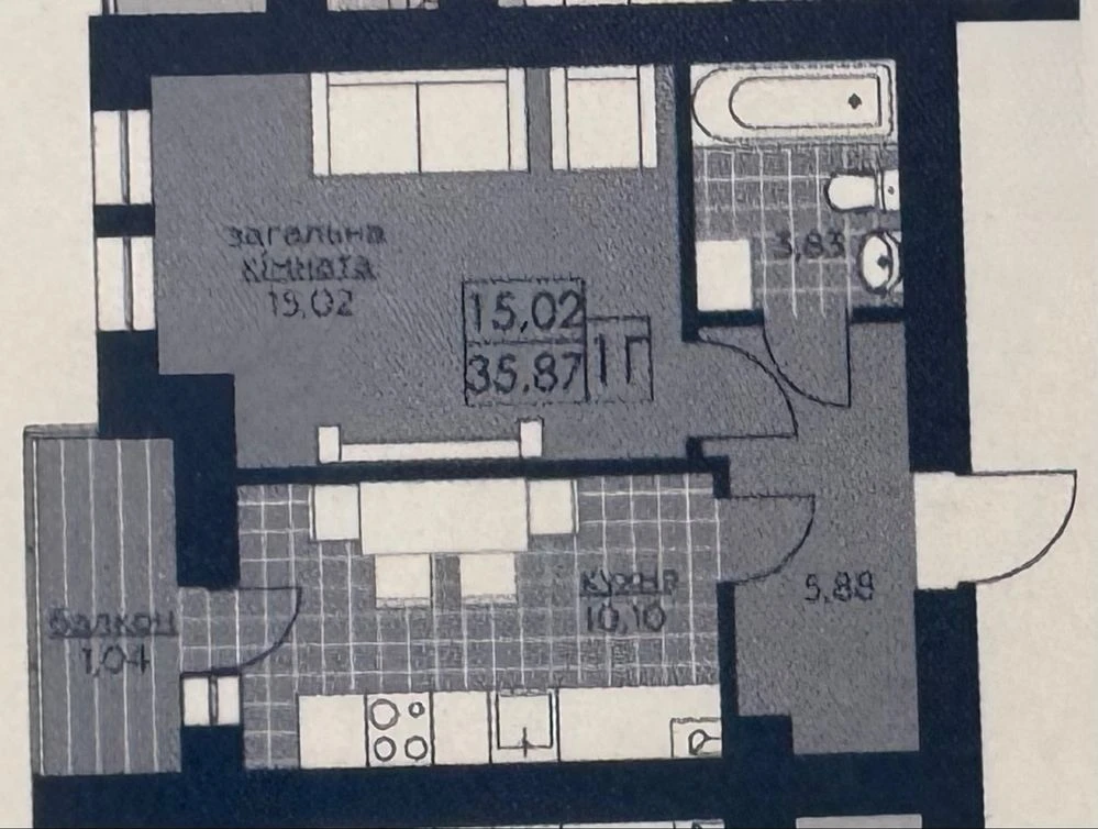 Sale of a 1-bedroom apartment 36 m² | Gas heating | Building